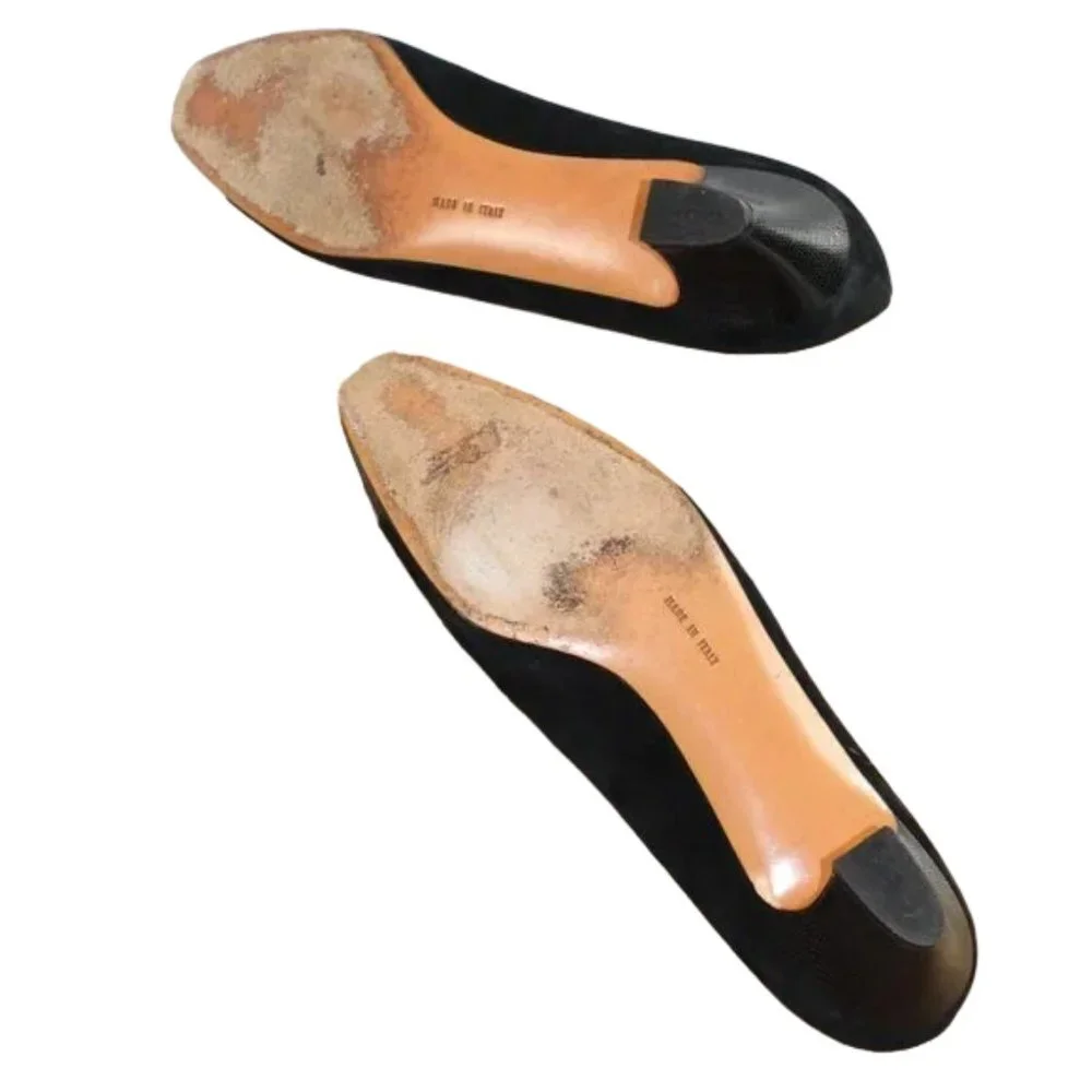 Salvatore Ferragamo Black Suede Classic Pump, Made in Italy Size 10.5